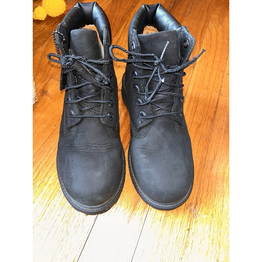 Timberland 6 Inch Premium Waterproof Boot Black Nubuck Youth 1 Fall Preppy - Picture 3 of 9
